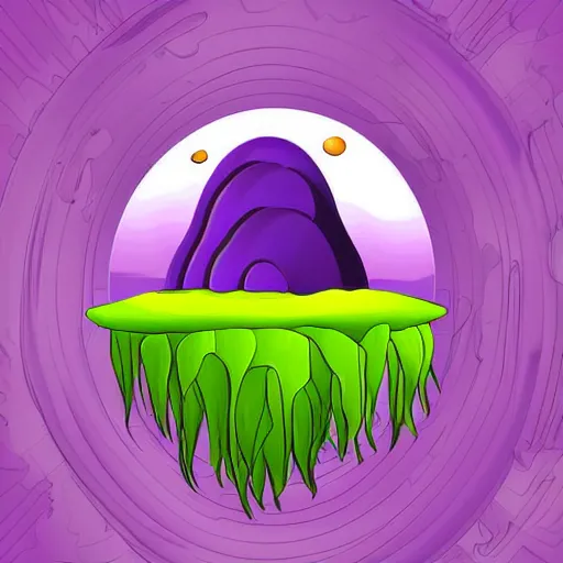 Image similar to purple floating island cartoon app background artwork, digital art, award winning