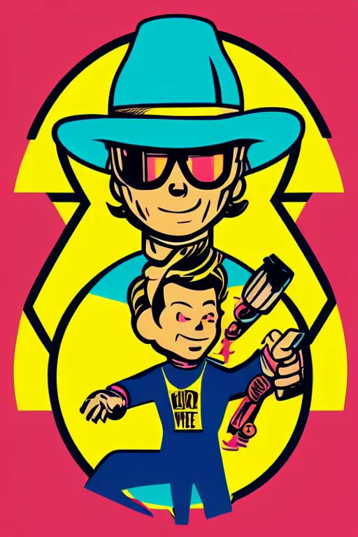 Prompt: fallout 7 6 retro futurist illustration art by butcher billy, sticker, colorful, illustration, highly detailed, simple, smooth and clean vector curves, no jagged lines, vector art, smooth andy warhol style