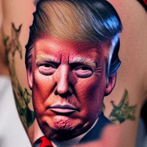 Prompt: donald trump tattoo photo