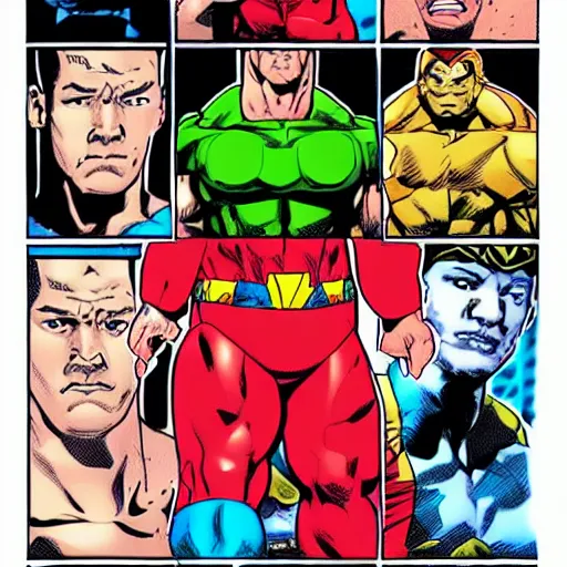 Image similar to john cena as a comic book character, illustrated by jim lee