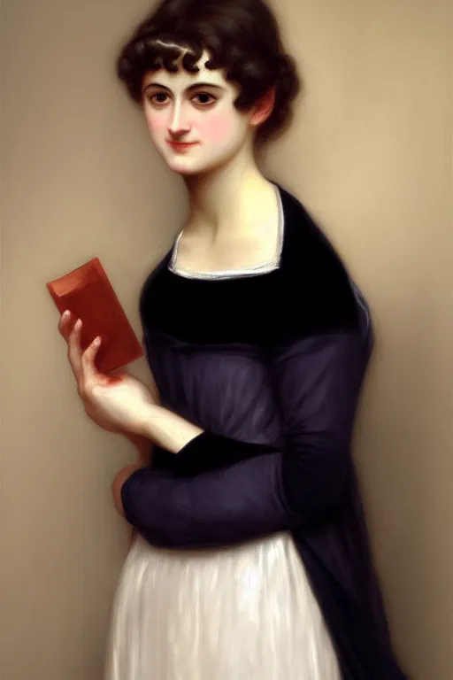 Image similar to jane austen albino, painting by rossetti bouguereau, detailed art, artstation