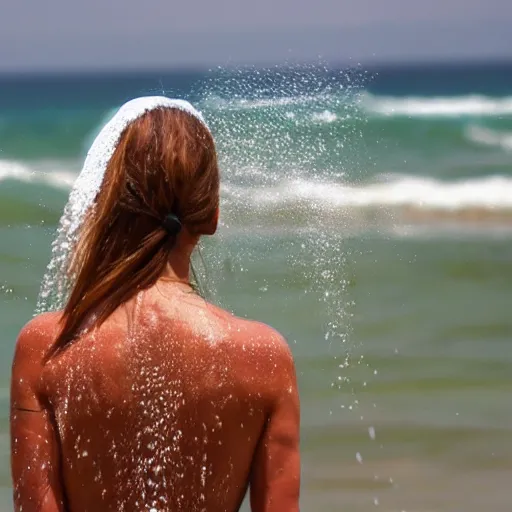 Image similar to girl on the beach taking shower