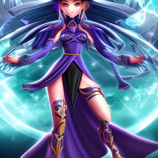 Image similar to beautiful dark magician girl, full body, mystical, ultra detailed, 4k