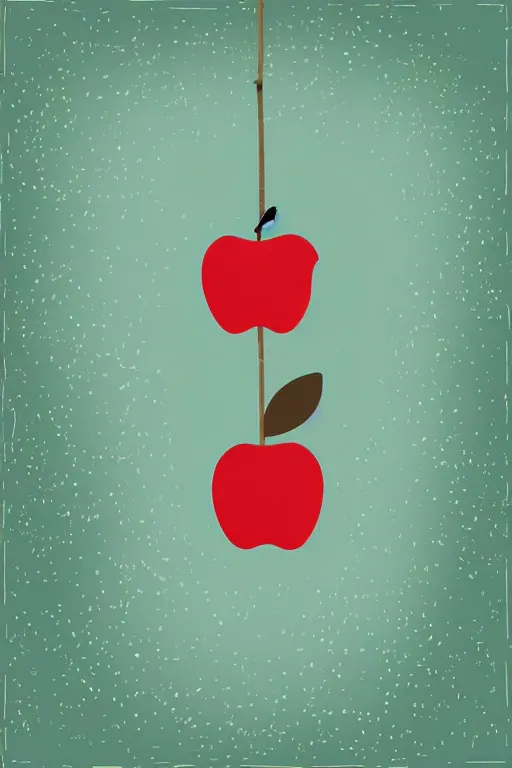 Prompt: minimalist boho style art of an apple hanging on a branch workshop, illustration, vector art