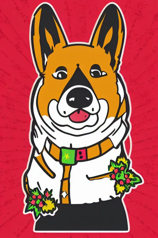 Image similar to Portrait of a corgi as a Mexican wrestler in a mask, sticker, colorful, illustration, highly detailed, simple, smooth and clean vector curves, no jagged lines, vector art, smooth