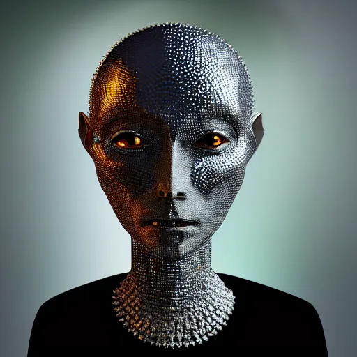 Prompt: portrait of an alien made of crystal glass and diamonds, artstation