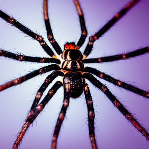 Image similar to macro lens photo of a spider, dynamic lighting, photorealistic, ultra detailed, stunning visuals, blur, studio photo, studio quality lighting, 8 k