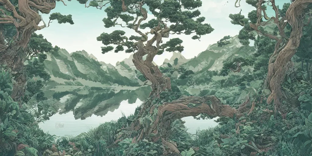 Prompt: a beatiful tree in a serene landscpa with lake, extremely detailed, sharp focus, wide view, full body shot, smooth, digital illustration, by, james jean, by rossdraws, frank franzzeta, sakimichan, mcbess, aphonse mucha