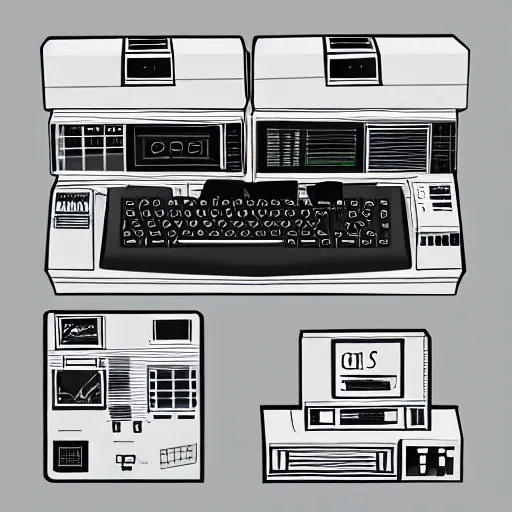 Prompt: Concept art of a retro cyberpunk computer terminal