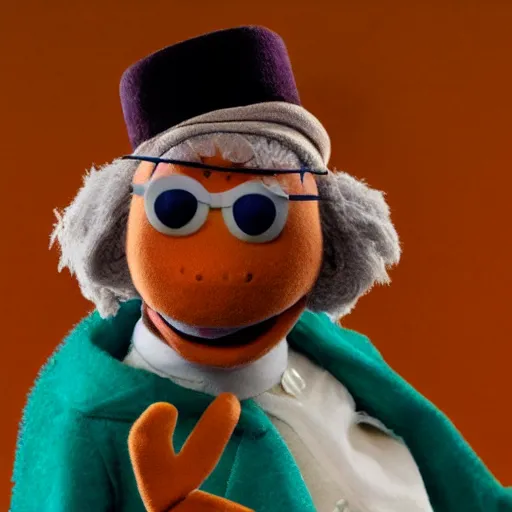 Image similar to larry david as a muppet. highly detailed felt. hyper real photo. 4 k.