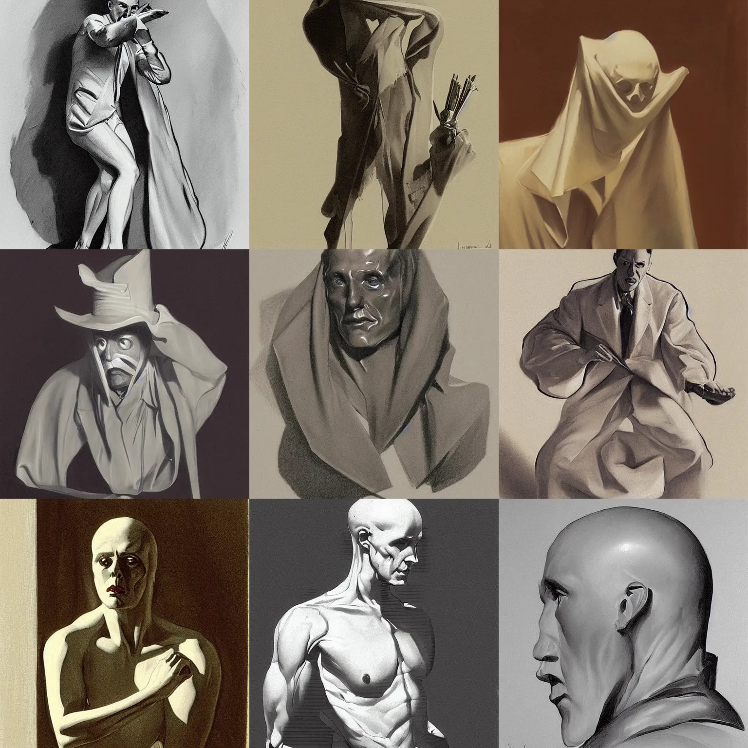 Prompt: still life drawing of a ghost, art work by leyendecker