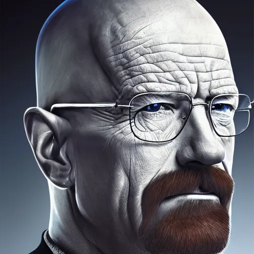 Image similar to Walter white as an Old man, blue eyes, bushy white beard, digital painting, lots of details, extremely detailed, 4k, intricate, brush strokes, Mark Arian, Artgerm, Bastien Lecouffe-Deharme