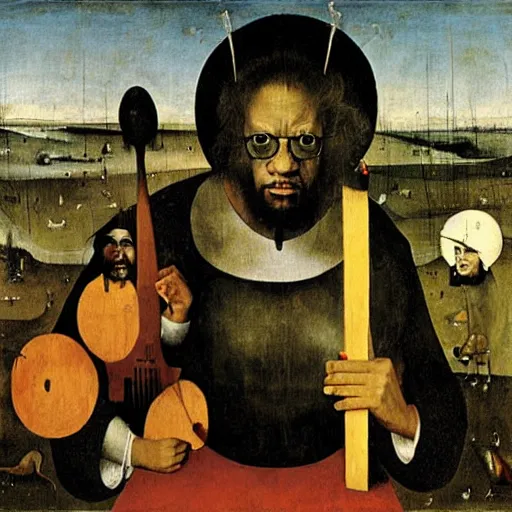 Image similar to charles mingus by hieronymus bosch