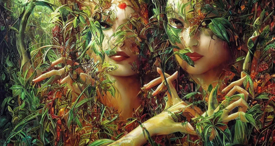 Prompt: lush jungle by Karol Bak