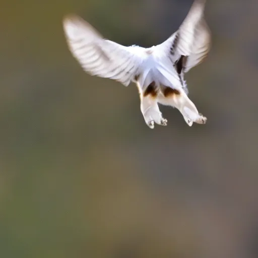 Prompt: award winning nature photo of a flying cat with dove wings, 4k, sharp, corrected