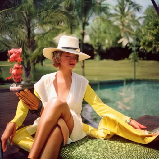 Image similar to a beautiful portrait from slim aarons, 8 k