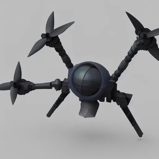 Image similar to futuristic small spherical aerial recon battle drone, hard surface, symmetrical design, highly detailed, 8 k, rendered in octane