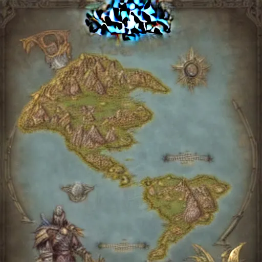 Prompt: A World of Warcraft styled map of Earth