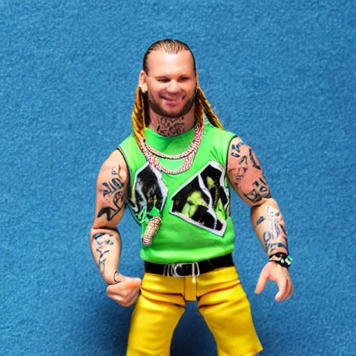 Image similar to jody highroller, miniature action figure, promotional studio photography