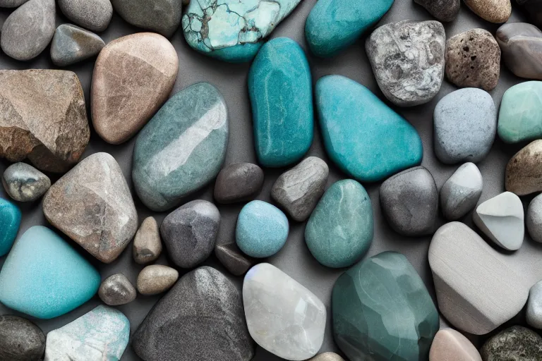 Prompt: , an octane render of a beautiful mineral stone, shades of teal, silver and dark brown, beautiful raw jasper, gallery display photograph, ambient lighting, intricate light, detailed