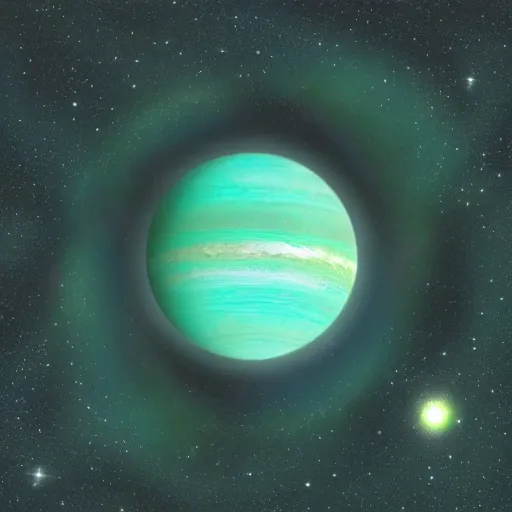 Prompt: Emerald Ocean-Planet in space