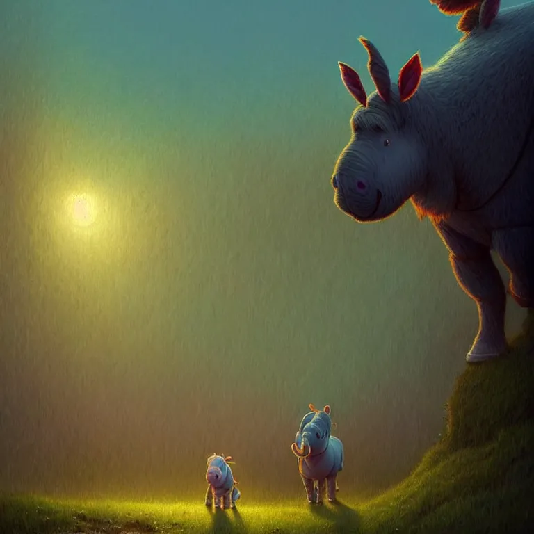 Image similar to epic professional digital art of simple eeyore, atmospheric lighting, painted, intricate, detailed, by leesha hannigan, simon stalenhag, ignacio fernandez rios, best on artstation, cgsociety, epic, stunning, gorgeous, much detail, much wow, masterpiece