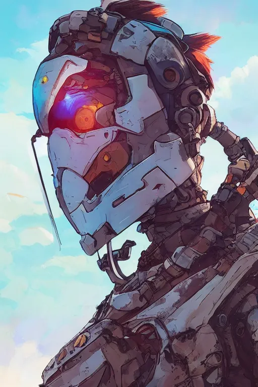 Image similar to combination suit armor aloy horizon forbidden west horizon zero dawn robot ninja mask helmet backpack tribal, art gta 5 comics, official fanart behance hd artstation by jesper ejsing, by rhads, makoto shinkai and lois van baarle, ilya kuvshinov, ossdraws radiating a glowing aura cgi rtx 2 0 2 2