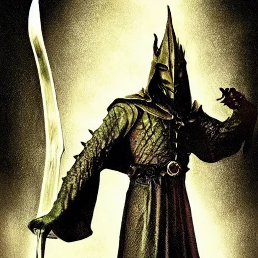 Image similar to the Dark Lord Sauron, who in an earlier age created the One Ring to rule the other Rings of Power given to Men, Dwarves, and Elves, in his campaign to conquer all of Middle-earth. From homely beginnings in the Shire, a hobbit land reminiscent of the English countryside, the story ranges across Middle-earth, following the quest to destroy the One Ring mainly through the eyes of the hobbits Frodo, Sam, Merry and Pippin.