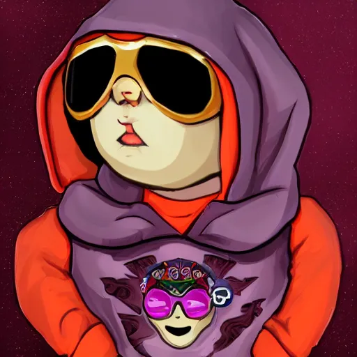 Image similar to baby Angel, baby cherub,wearing angel, face covered, Gucci, x logo, Chanel style , halo, ski mask, balaclava, face covered, wearing angel halo covered face, orange hoodie, hip hop, multiple golden necklaces, fantasy art apex fortnite Video game icon, 2d game art gta5 cover , official fanart behance hd artstation by Jesper Ejsing, by RHADS, Makoto Shinkai and Lois van baarle, ilya kuvshinov, rossdraws