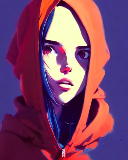 Image similar to a ultradetailed painting of a stylish girl in a oversized hoodie by conrad roset, greg rutkowski and makoto shinkai trending on artstation