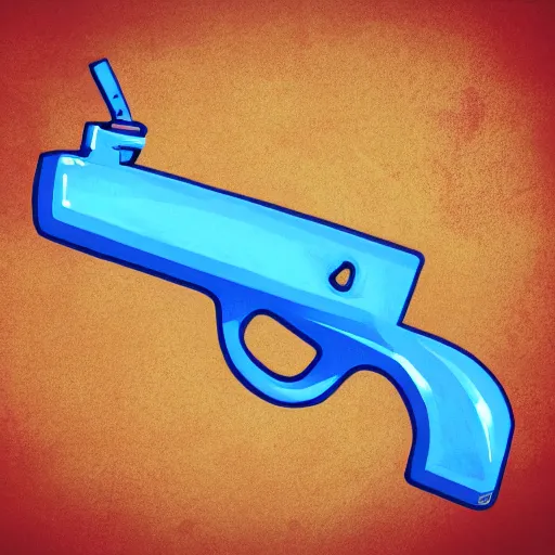 Image similar to a cute chubby gun, stylized, digital art, blue scheme, mobile game, arstation