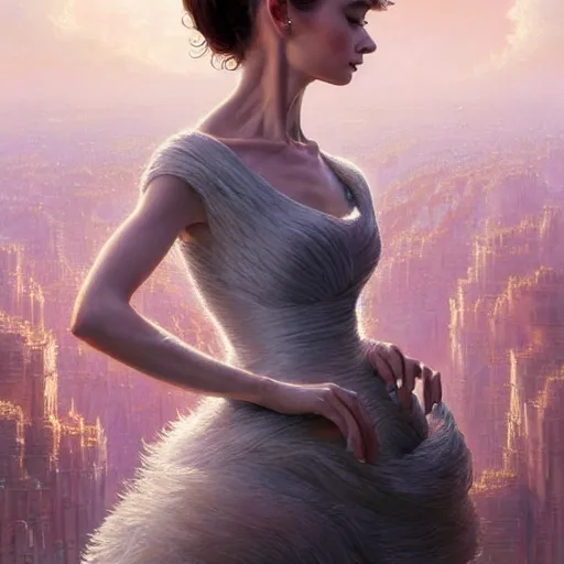 Image similar to audrey hepburn in an epic romance novel, intricate, elegant, highly detailed, digital painting, artstation, matte, illustration, art by artgerm, greg rutkowski, loish, rhads, ferdinand knab, makoto shinkai, lois van baarle, ilya kuvshinov, rossdraws, tom bagshaw