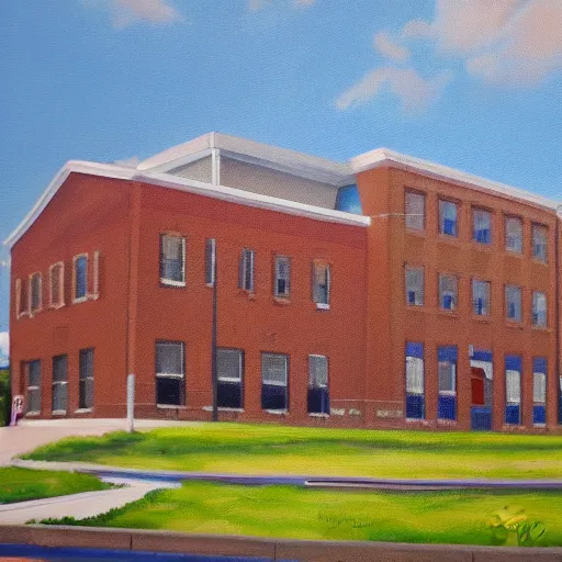 Prompt: beautiful oil painting of galva elementary school by olaf krans