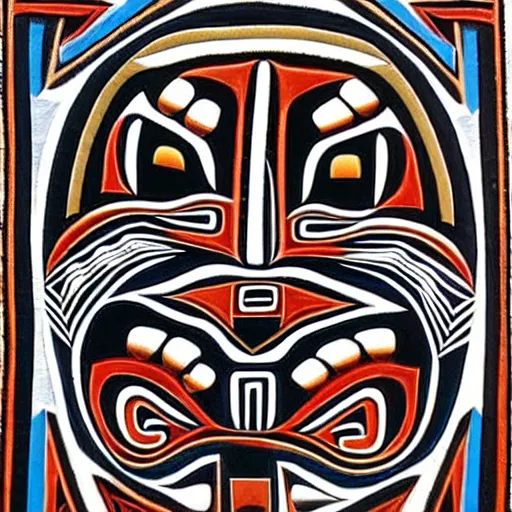 Image similar to wolf. pacific northwest coast, haida gwaii, formline, native art, tribal art, haida, clean, symmetrical