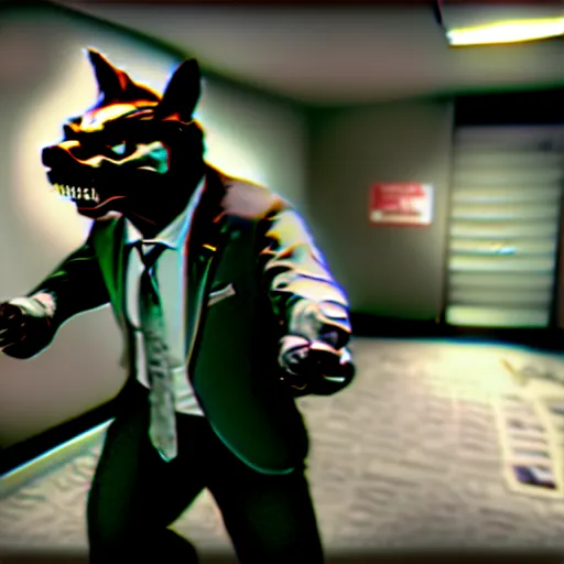 Image similar to screenshot from the pc game payday 2 ( max settings ) demonstrating the fursuit unlock