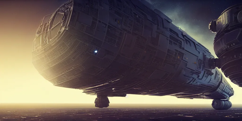 Prompt: render of a highly detailed solitary angular military space station, alone, huge, gargantuan scale, complex science fiction intricate machinery, 8 k octane render, 4 k unreal engine, chromatic aberration, trending on artstation. chiaroscuro lighting, high contrast lighting, by paul chadeisson and sparth