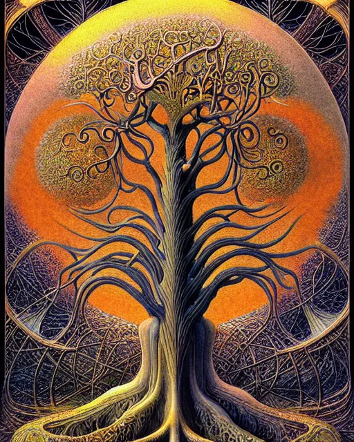 Image similar to tree of life by roger dean and andrew ferez, art forms of nature by ernst haeckel, divine chaos engine, symbolist, visionary, art nouveau, botanical fractal structures, organic, detailed, realistic, surreality