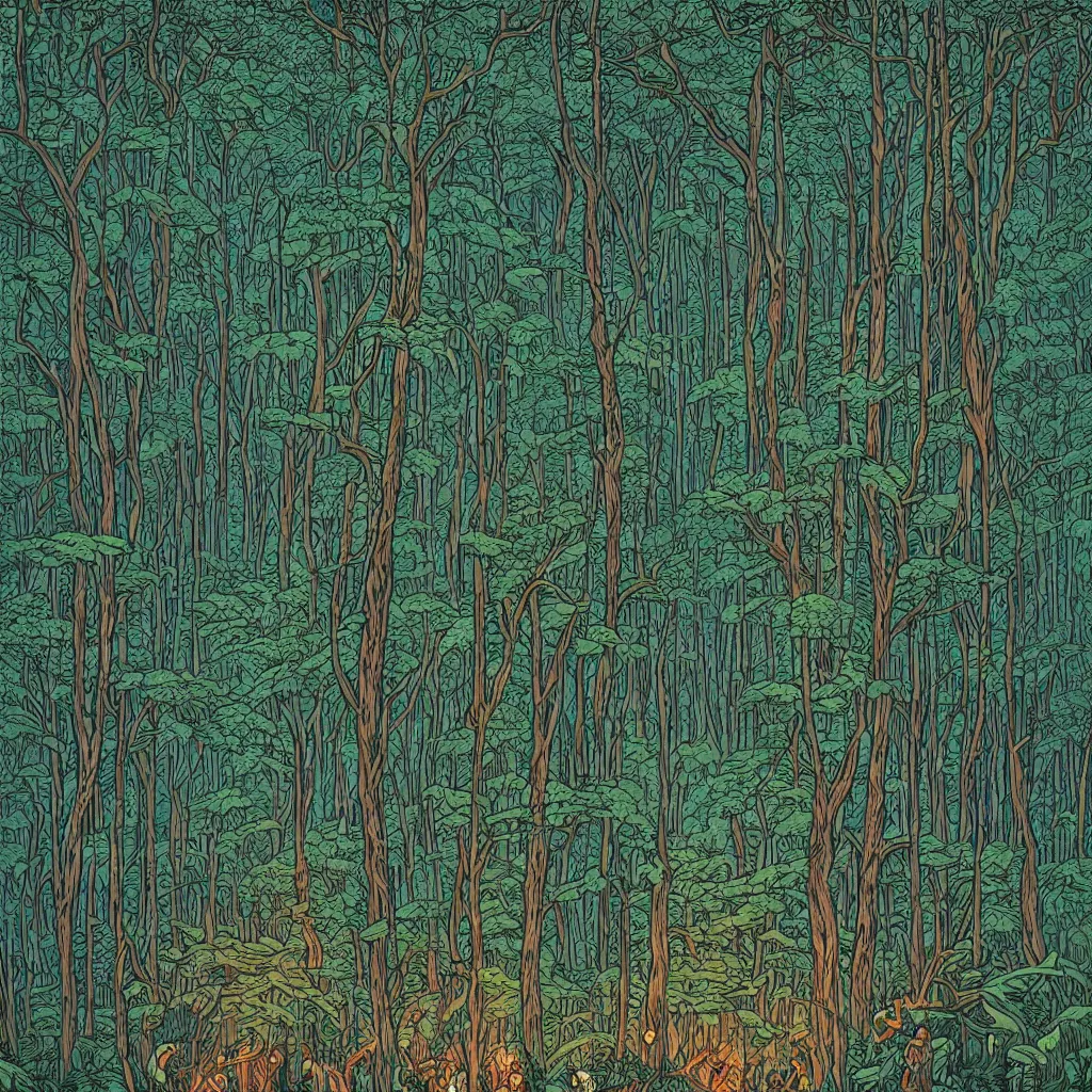 Image similar to A forest by Dan Mumford