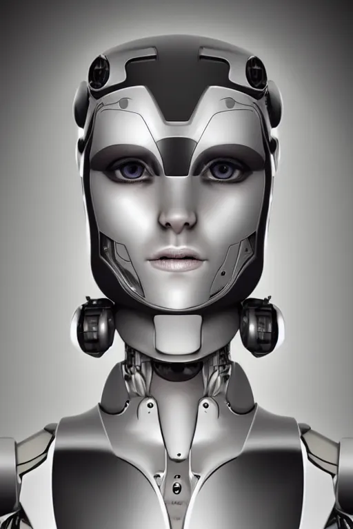 Image similar to robot with human face, female head, woman human face, human face realistic, human head, cyborg frame concept, cyborg by ales-kotnik, sci-fi android female