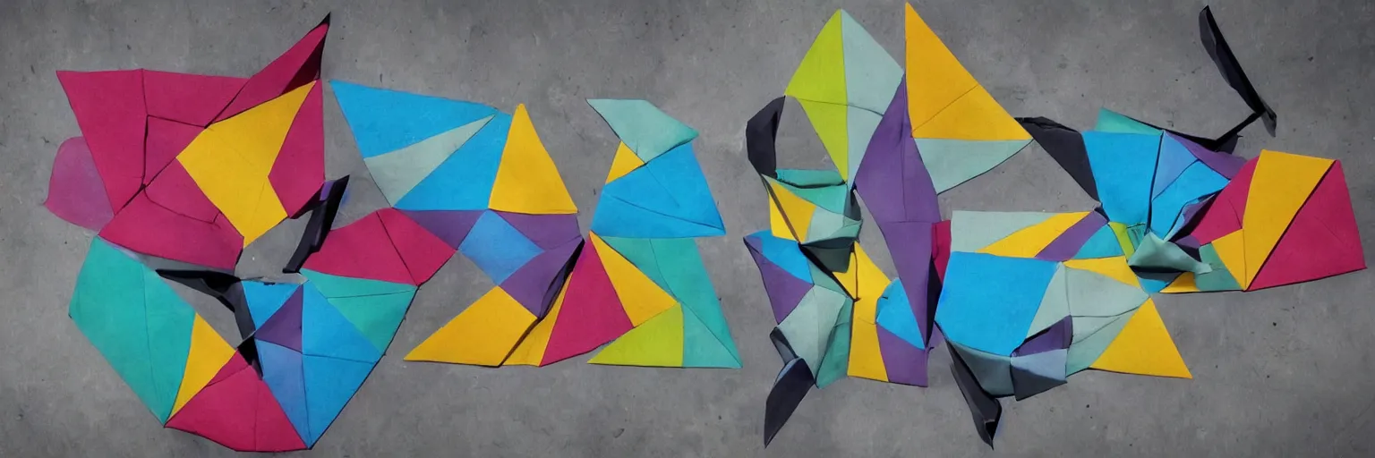 Prompt: abstract human body, Fine Art, Street Art, Mural, Modular Origami