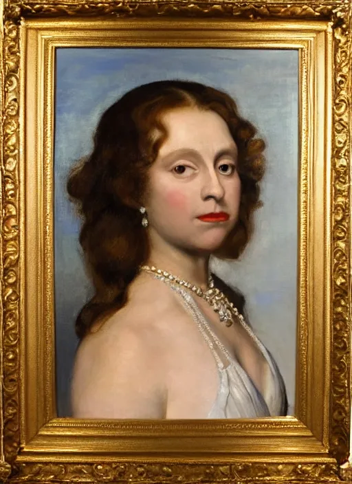 Image similar to portrait of the queen elizabeth 2 in a golden hour lighting, painted by gustave courbet, 8 k extremely realistic and highly detailed
