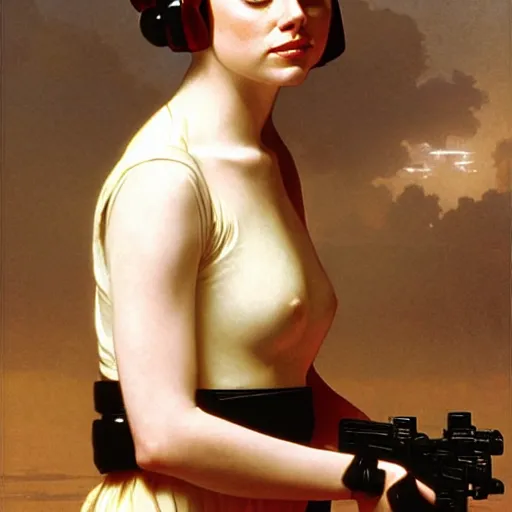 Image similar to emma stone as princess leia in star wars, by william bouguereau