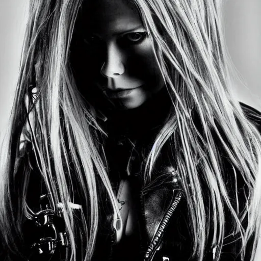 Image similar to avril lavigne a female singer, cyberpunk style, ninety vibes