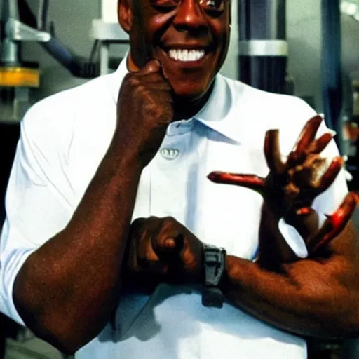 Image similar to ainsley harriot cyborg terminator