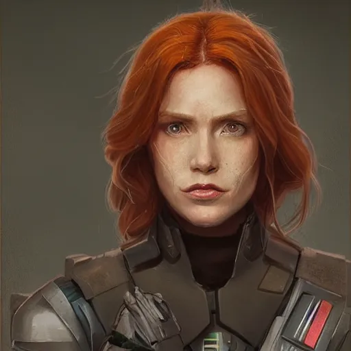 Image similar to portrait of a woman by greg rutkowski, a jedi commander, mara jade, wearing the tactical gear of the galactic alliance, star wars expanded universe, she is about 4 0 years old, highly detailed portrait, digital painting, artstation, concept art, smooth, sharp foccus ilustration, artstation hq