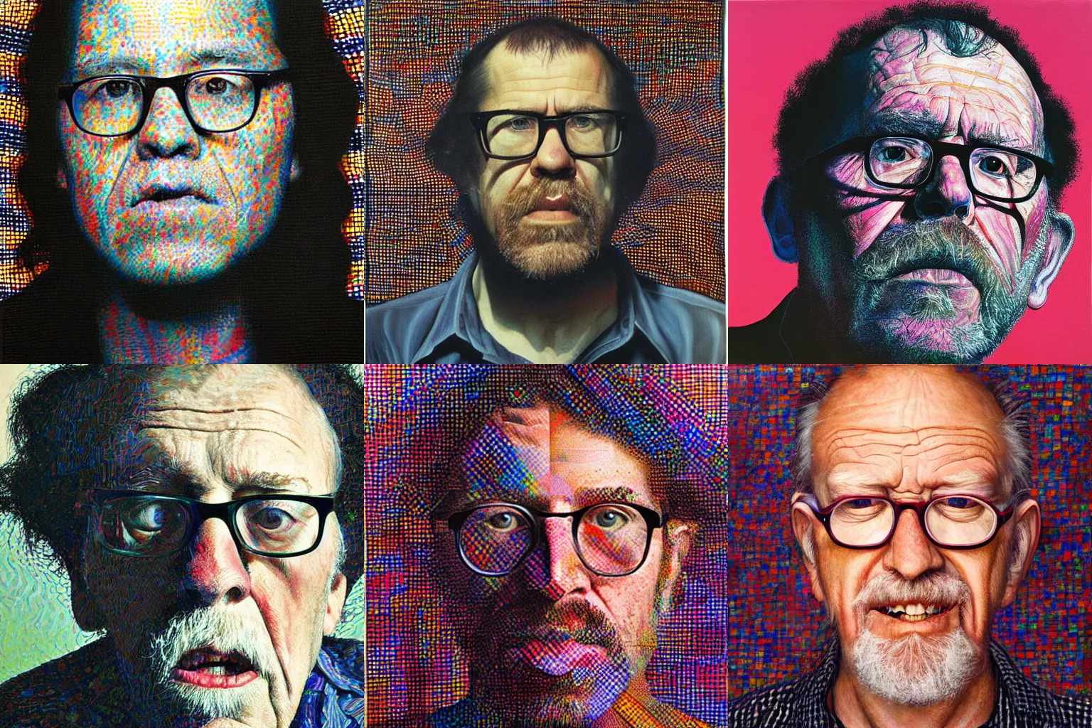 Prompt: artwork by chuck close,