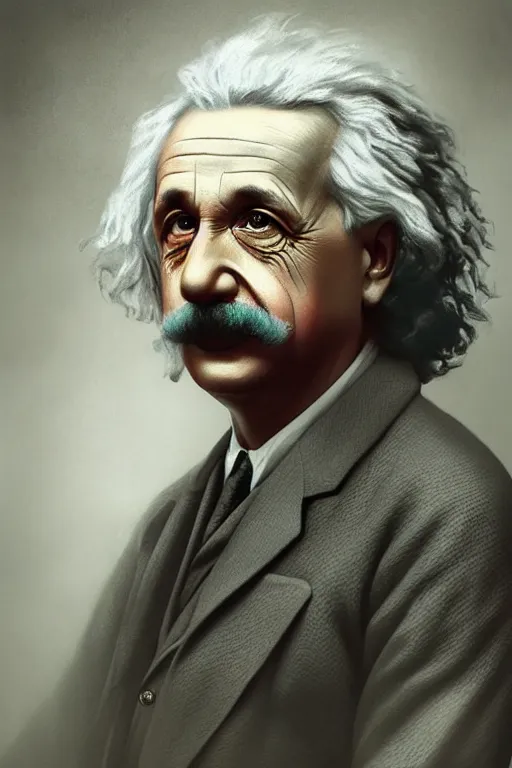 Image similar to intricate mooth color portrait of albert einstein in the style of tom bagshaw, 8 k octane beautifully detailed render