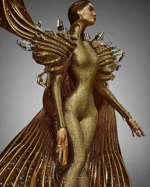 Image similar to a highly detailed metahuman 4 k close up render of an alien goddess bella hadid monument renaissance in iris van herpen dress schiaparelli in diamonds crystals swarovski and jewelry iridescent in style of alphonse mucha gustav klimt trending on artstation made in unreal engine 4