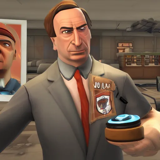 Image similar to Saul Goodman in Team Fortress 2, HD 4k game screenshot, Valve official announcement, new character