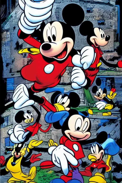 Image similar to character art by mike deodato, mickey mouse, absolute chad